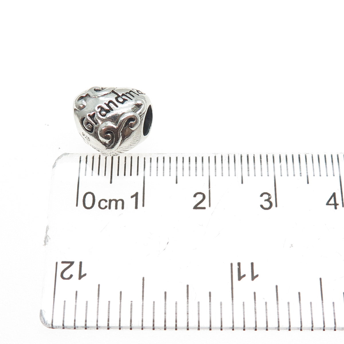 925 Sterling Silver Vintage Grandma Heart Bead Charm