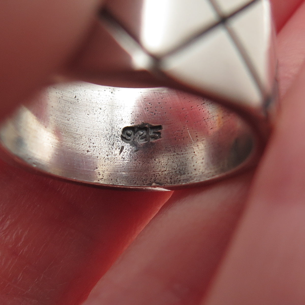 925 Sterling Silver Vintage Mexico X-Shape Oxidized Band Ring Size 7.5