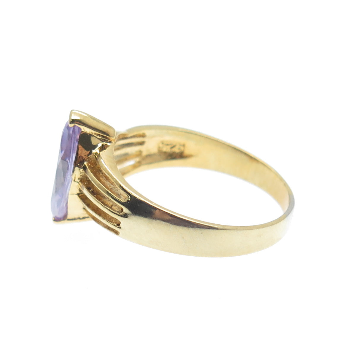 925 Sterling Silver Gold Plated Marquise-Cut Lavender C Z Ring Size 8