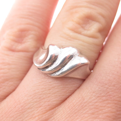 925 Sterling Silver Vintage Modernist Wave Ring Size 6.75
