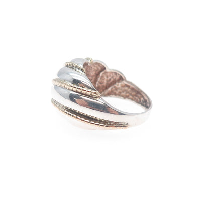 14K Gold 925 Sterling Silver Vintage Modernist Ring Size 4.25