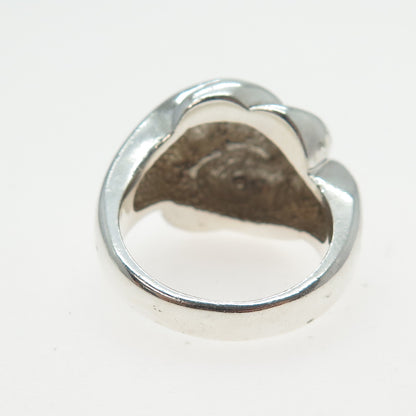 925 Sterling Silver Vintage Modernist Twisted Wavy Ribbed Ring Size 7