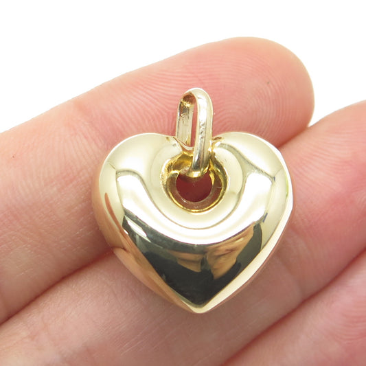 14K Yellow Gold Puffy Heart Modernist Charm Pendant