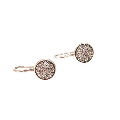 Pandora 925 Sterling Silver Round-Cut C Z Earrings