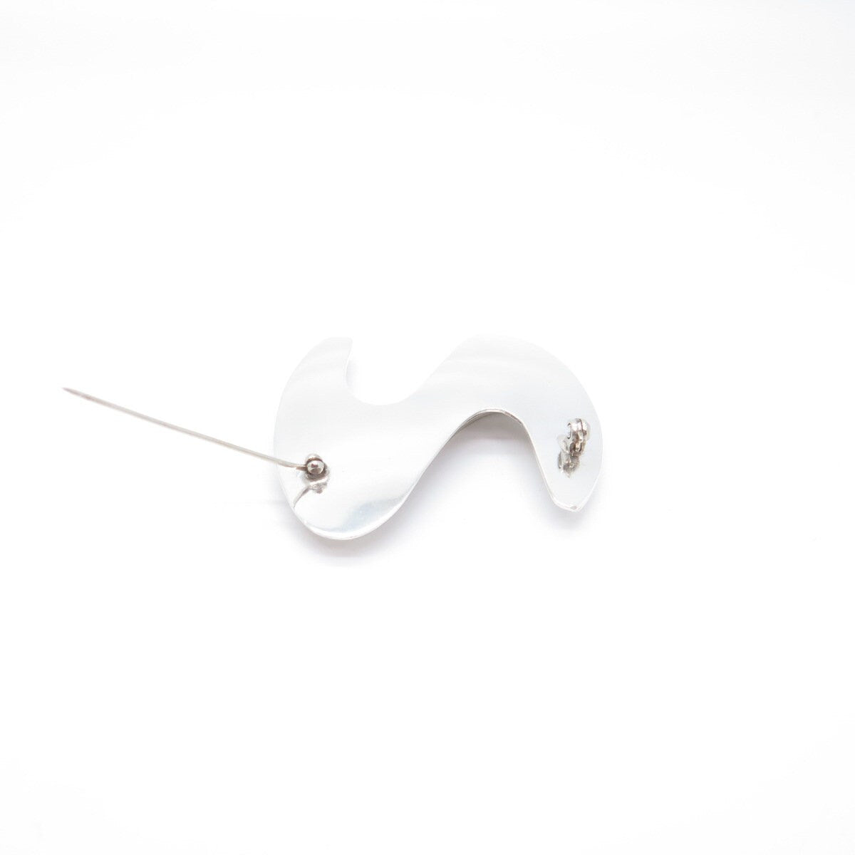 925 Sterling Silver Vintage Letter "S" Initial Modernist Pin Brooch