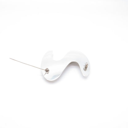 925 Sterling Silver Vintage Letter "S" Initial Modernist Pin Brooch
