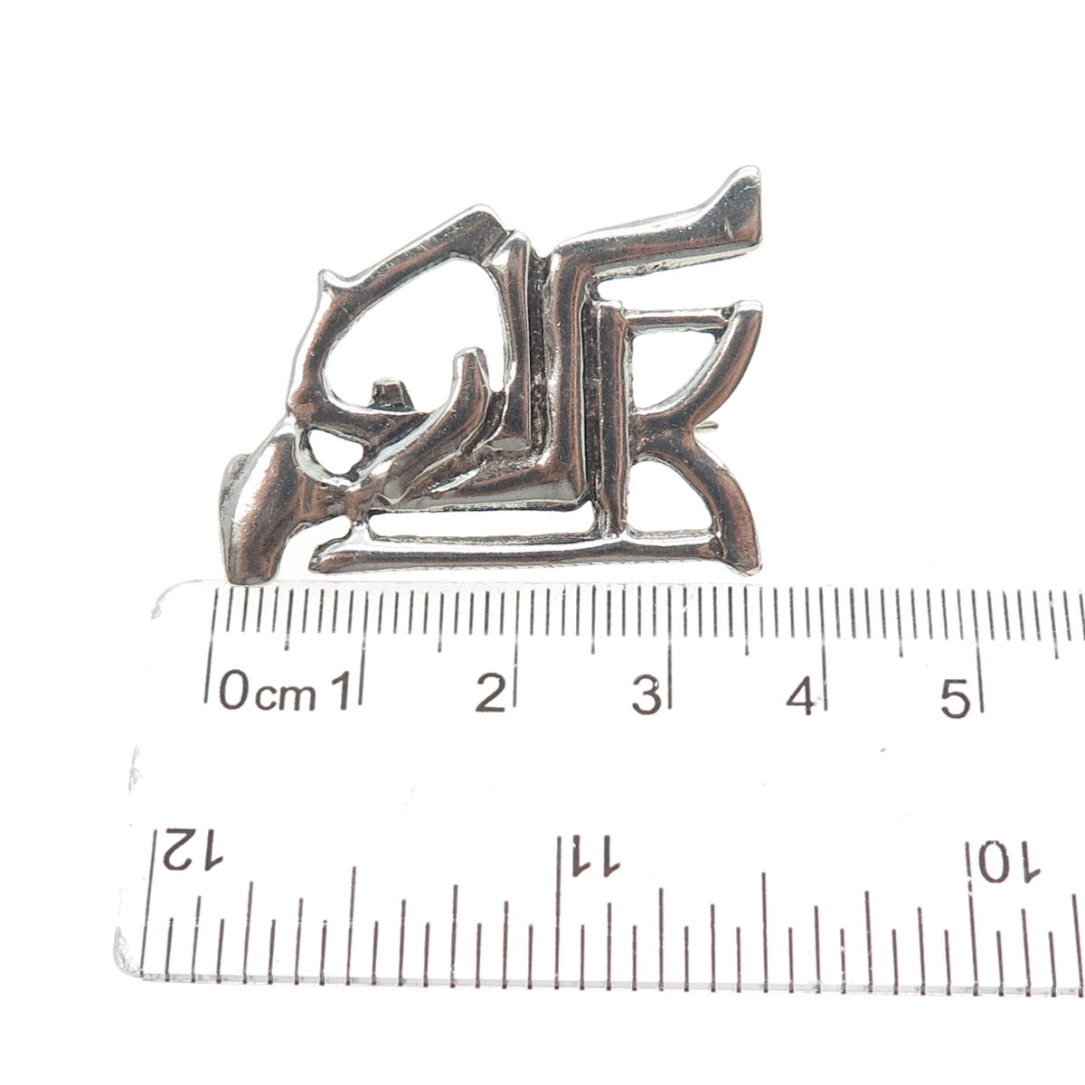 ELEFTHERIOU EL 925 Sterling Silver Vintage Keros Harpist Modernist Pin Brooch