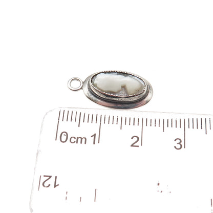 925 Sterling Silver Vintage Real MOP Lady Cameo Mini Charm Pendant
