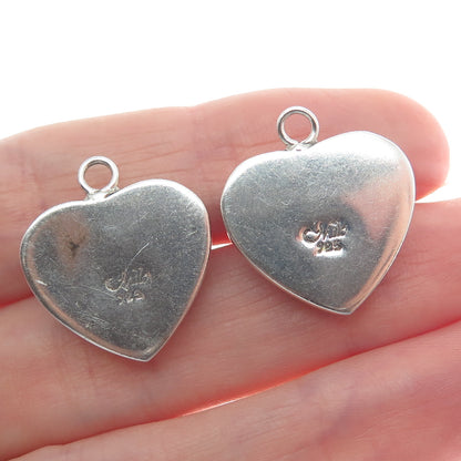 MILO 925 Sterling Silver Vintage Real Carnelian Gem Floral Heart Jacket Earrings