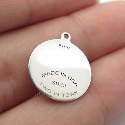 925 Sterling Silver USA Two In Town Dog / Puppy Charm Pendant