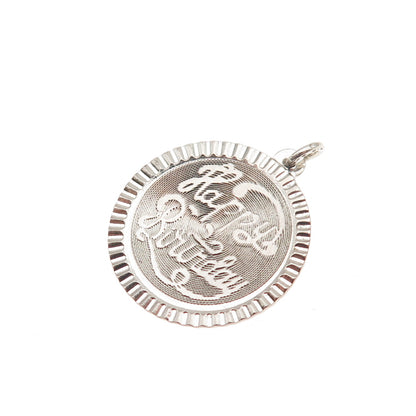 925 Sterling Silver Vintage ISJC Happy Birthday Mini Charm Pendant