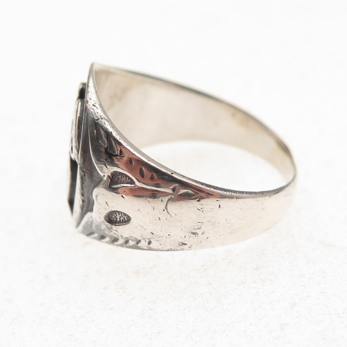 925 Sterling Silver Antique WWII US Army Quartermaster Eagle Ring Size 9