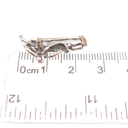 925 Sterling Silver Vintage Mexico Golf Club Oxidized Charm Pendant