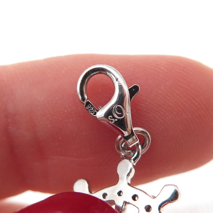 925 Sterling Silver Round-Cut C Z Ship's Wheel Lobster Lock Charm Pendant
