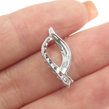 925 Sterling Silver Round-Cut C Z Wavy Pendant