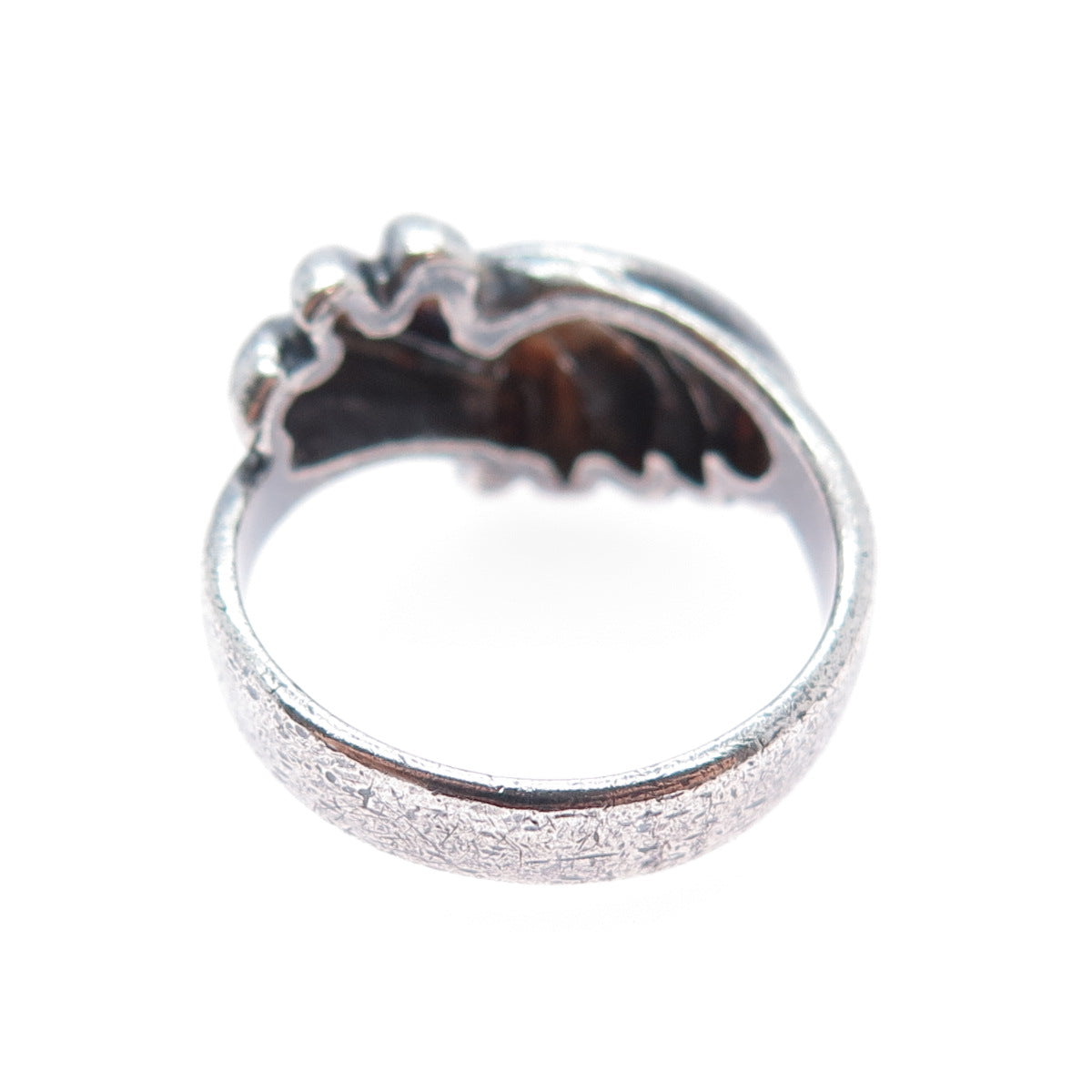 925 Sterling Silver Vintage Modernist Twisted Oxidized Ring Size 9