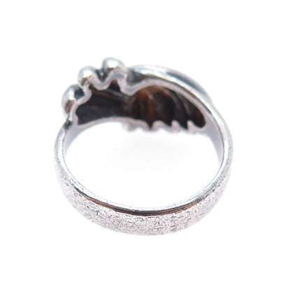 925 Sterling Silver Vintage Modernist Twisted Oxidized Ring Size 9