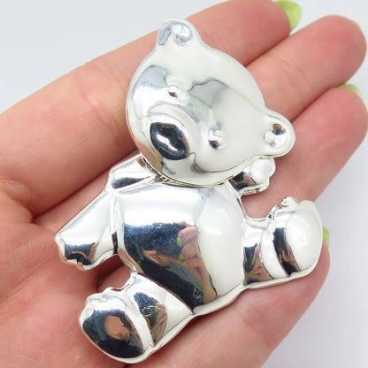 925 Sterling Silver Vintage Mexico Bear Teddy Movable Pin Brooch / Pendant