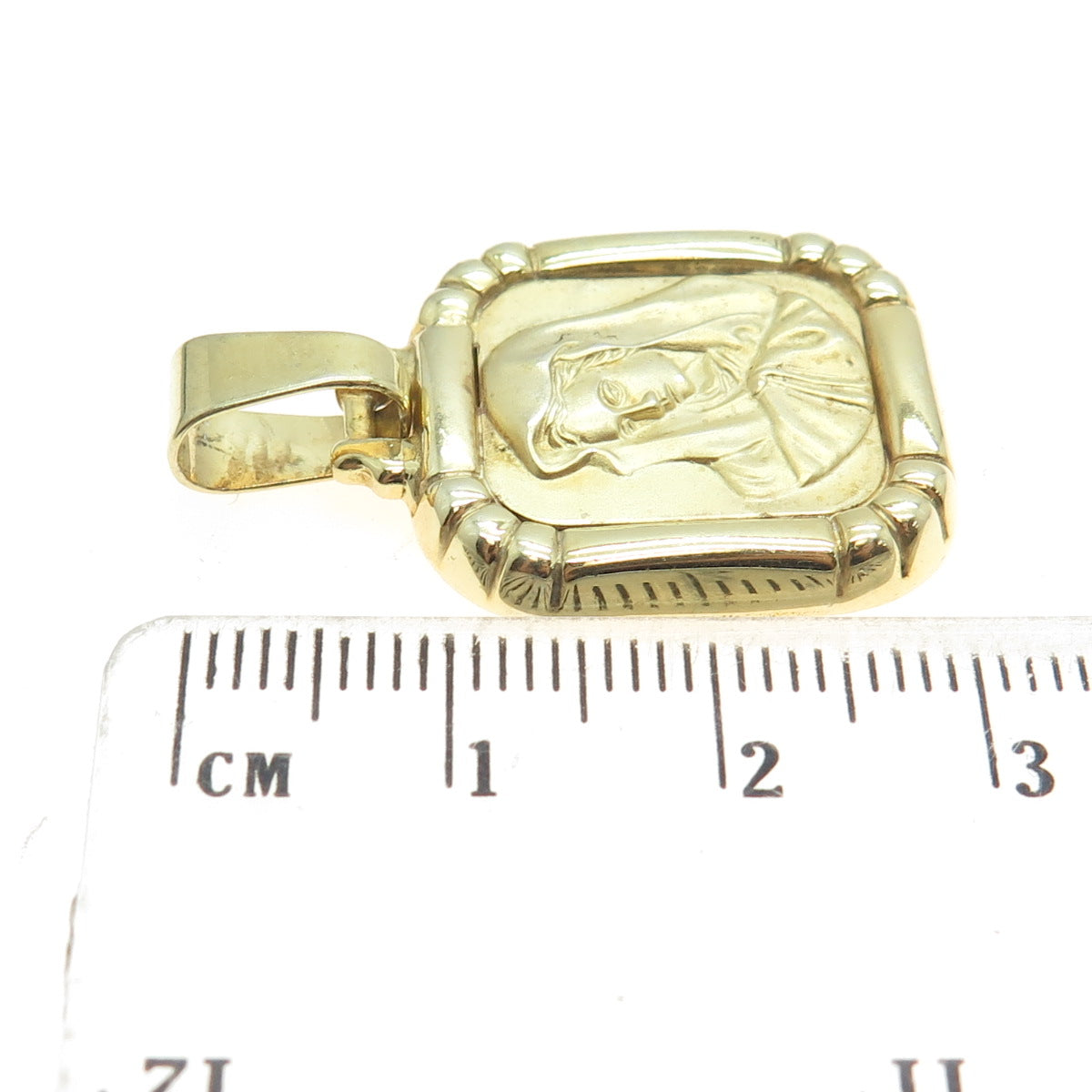 925 Sterling Silver Gold Plated Vintage Saint Mary Religious Pendant