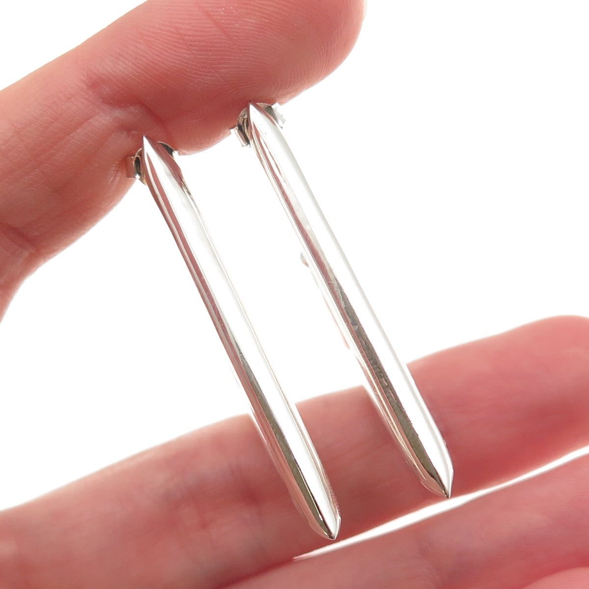 925 Sterling Silver Vintage Modernist Triangle Hoop Earrings