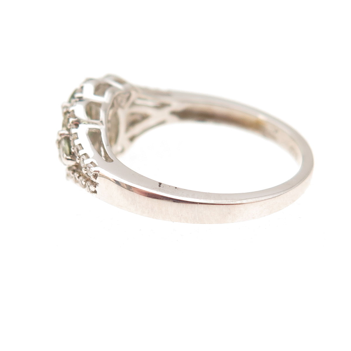 Chuck Clemency 925 Sterling Silver Real Green Amethyst & White Topaz Ring Size 7
