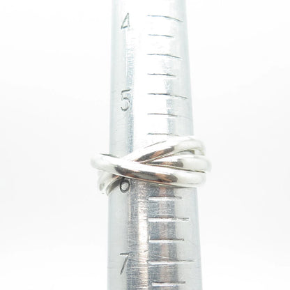 925 Sterling Silver Vintage Trinity Band Ring Size 6