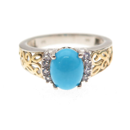 Chuck Clemency Sterling Silver 2-Tone Real Turquoise Tanzanite Ring Size 8.25