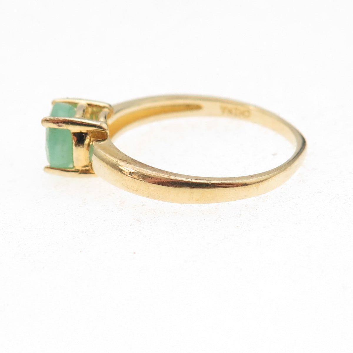 Dee Berkle 925 Sterling Silver Gold Plated Real Round-Cut Jade Ring Size 9
