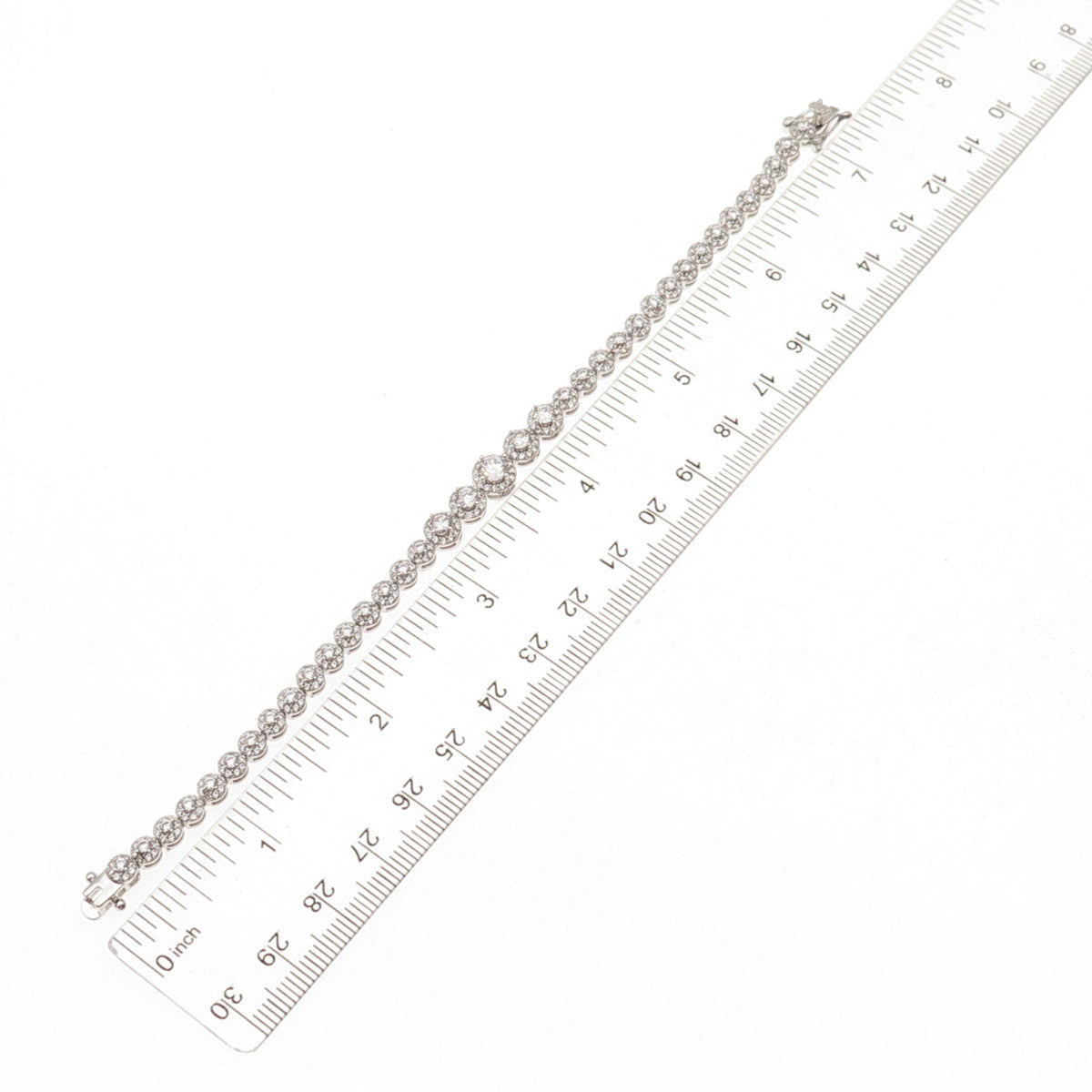 925 Sterling Silver Round-Cut C Z Graduated Circle of Life Bracelet 7"