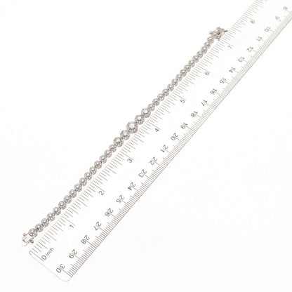 925 Sterling Silver Round-Cut C Z Graduated Circle of Life Bracelet 7"