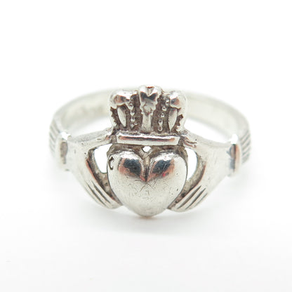 THE JEWELLERY HOUSE 925 Sterling Silver Vintage Irish Claddagh Ring Size 6.25