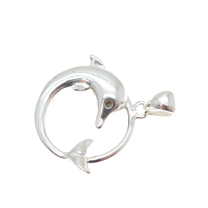 925 Sterling Silver Vintage Dolphin Charm Pendant