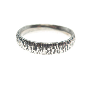925 Sterling Silver Vintage Tree Bark Oxidized Band Ring Size 8.75