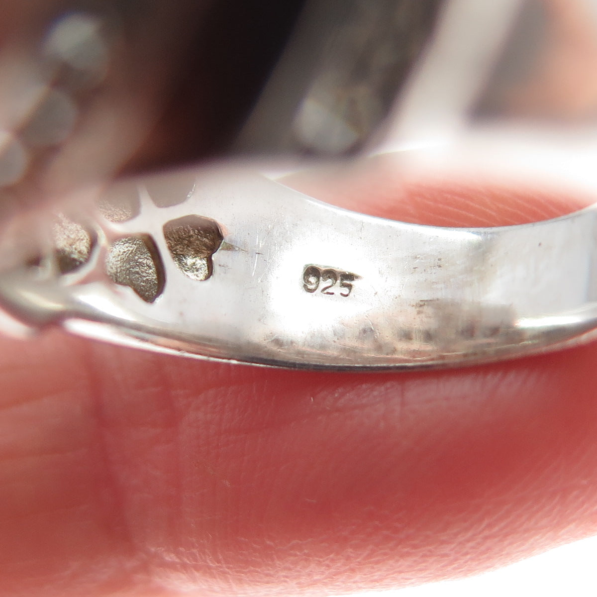 EMA 925 Sterling Silver Vintage Real Citrine & White Topaz Enamel Ring Size 7.25