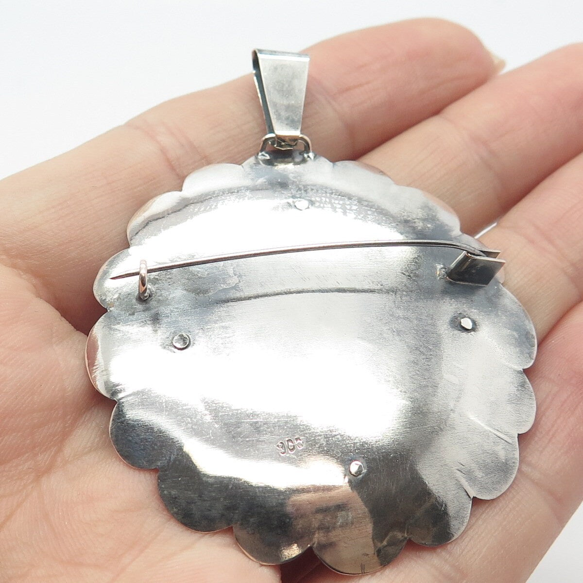 900 Silver Vintage Sailor Storyteller Pin Brooch / Pendant