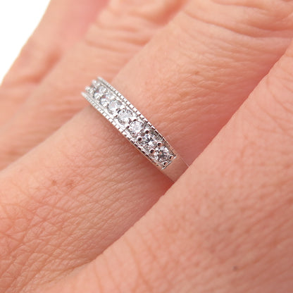 925 Sterling Silver Round-Cut C Z Half Eternity Band Ring Size 7.25