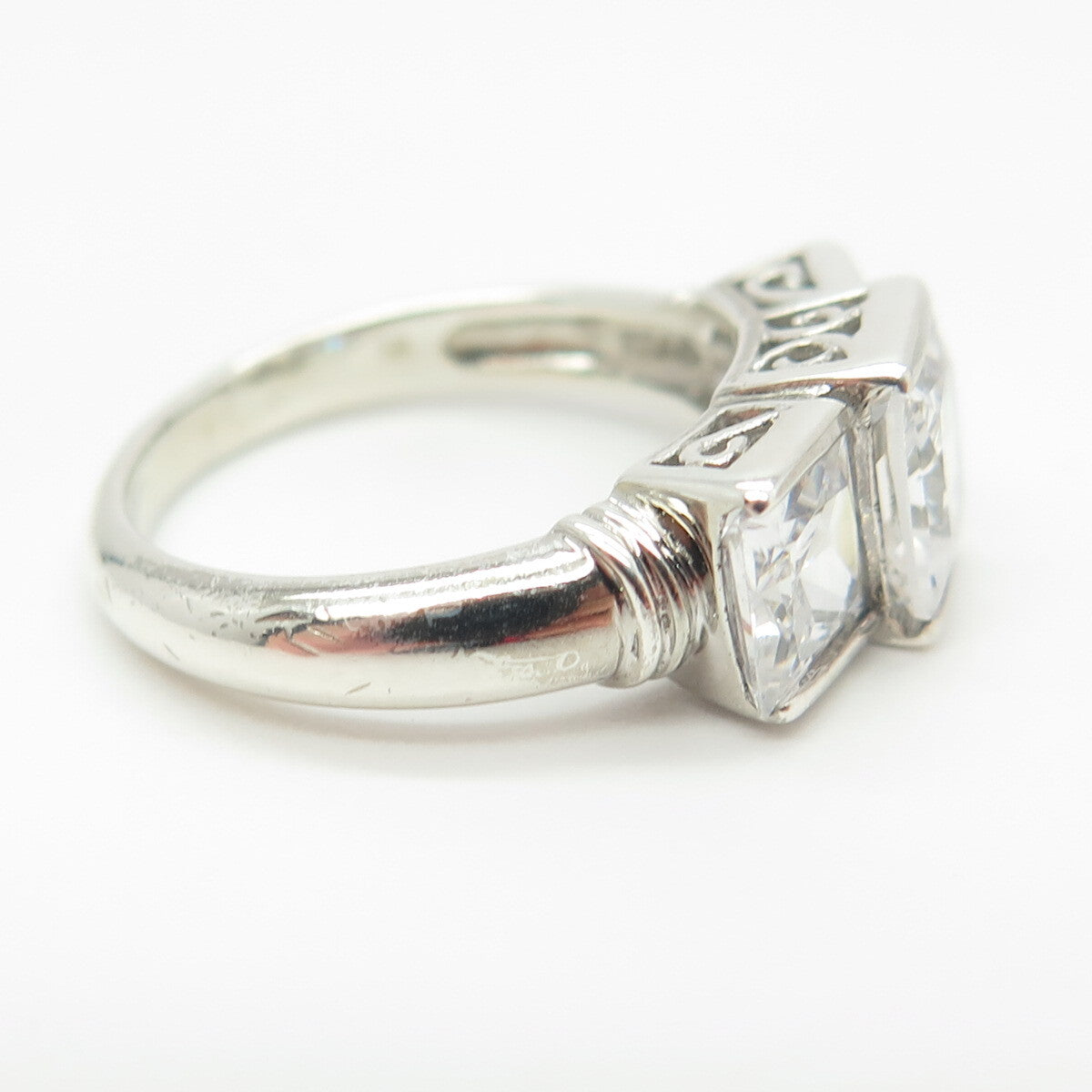 925 Sterling Silver Princess-Cut Shaped C Z Ring Size 8