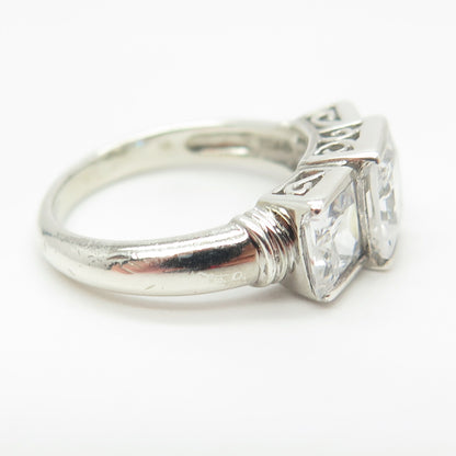 925 Sterling Silver Princess-Cut Shaped C Z Ring Size 8