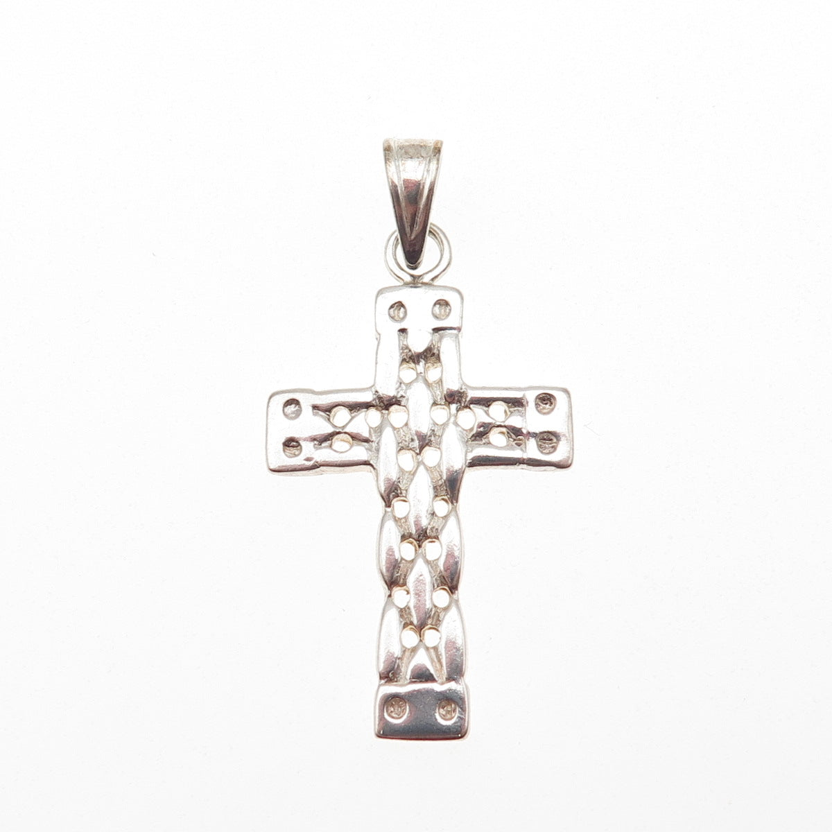 925 Sterling Silver Vintage Modernist Cross Charm Pendant