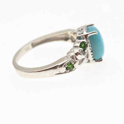 Chuck Clemency 925 Sterling Silver Real Turquoise & Peridot Ring Size 8.25
