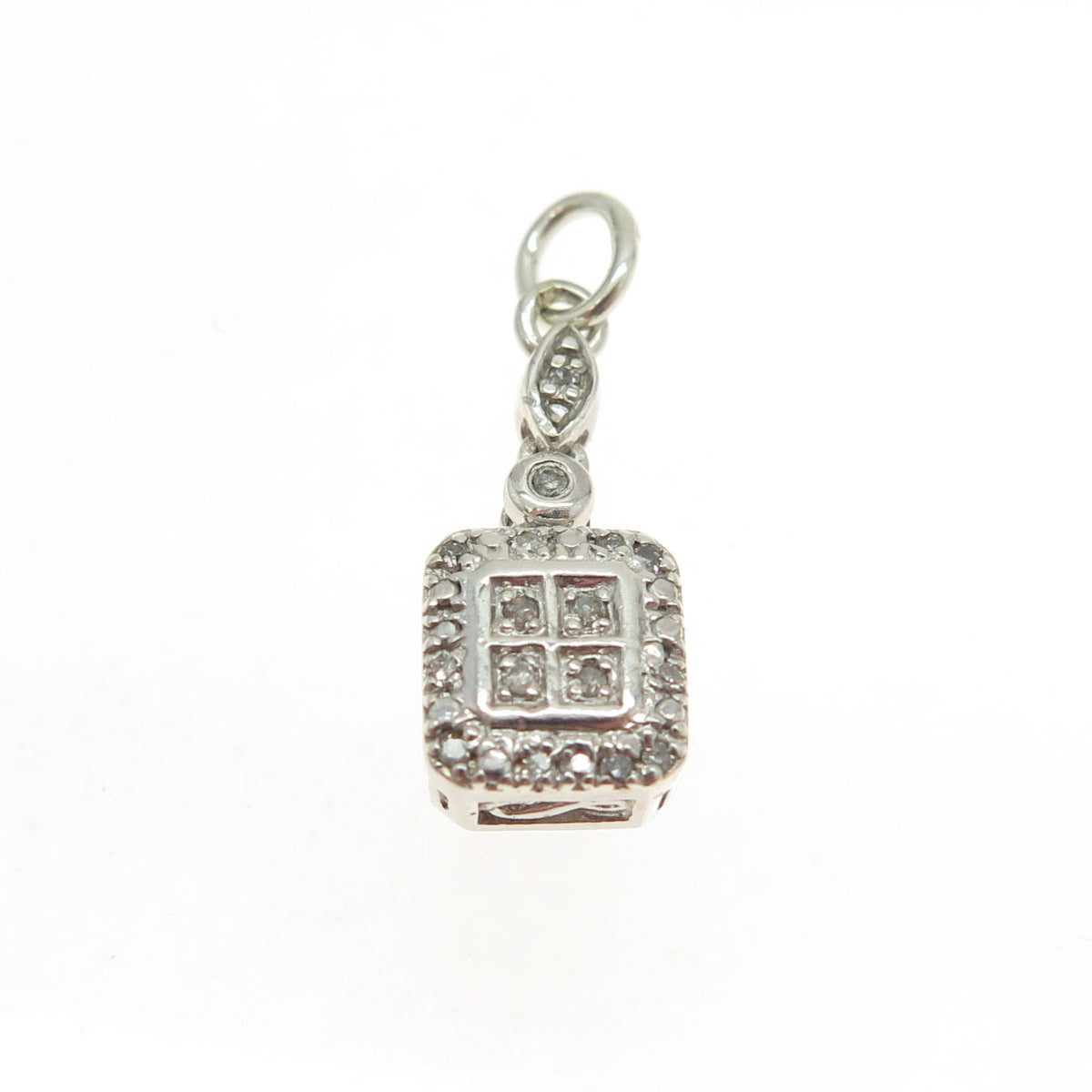 SAI 925 Sterling Silver Real Round-Cut Diamond Minimalist Charm Pendant