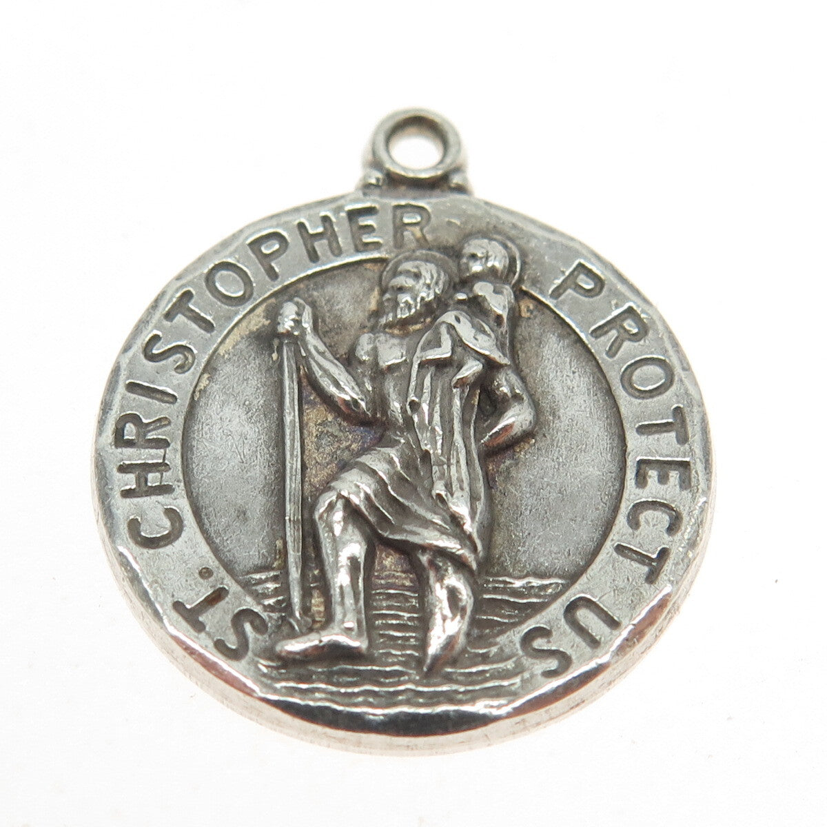 H.F. BARROWS CO. 925 Sterling Silver Antique Art Deco St. Christopher Pendant