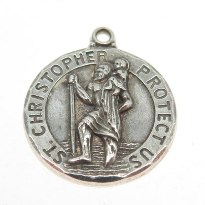 H.F. BARROWS CO. 925 Sterling Silver Antique Art Deco St. Christopher Pendant