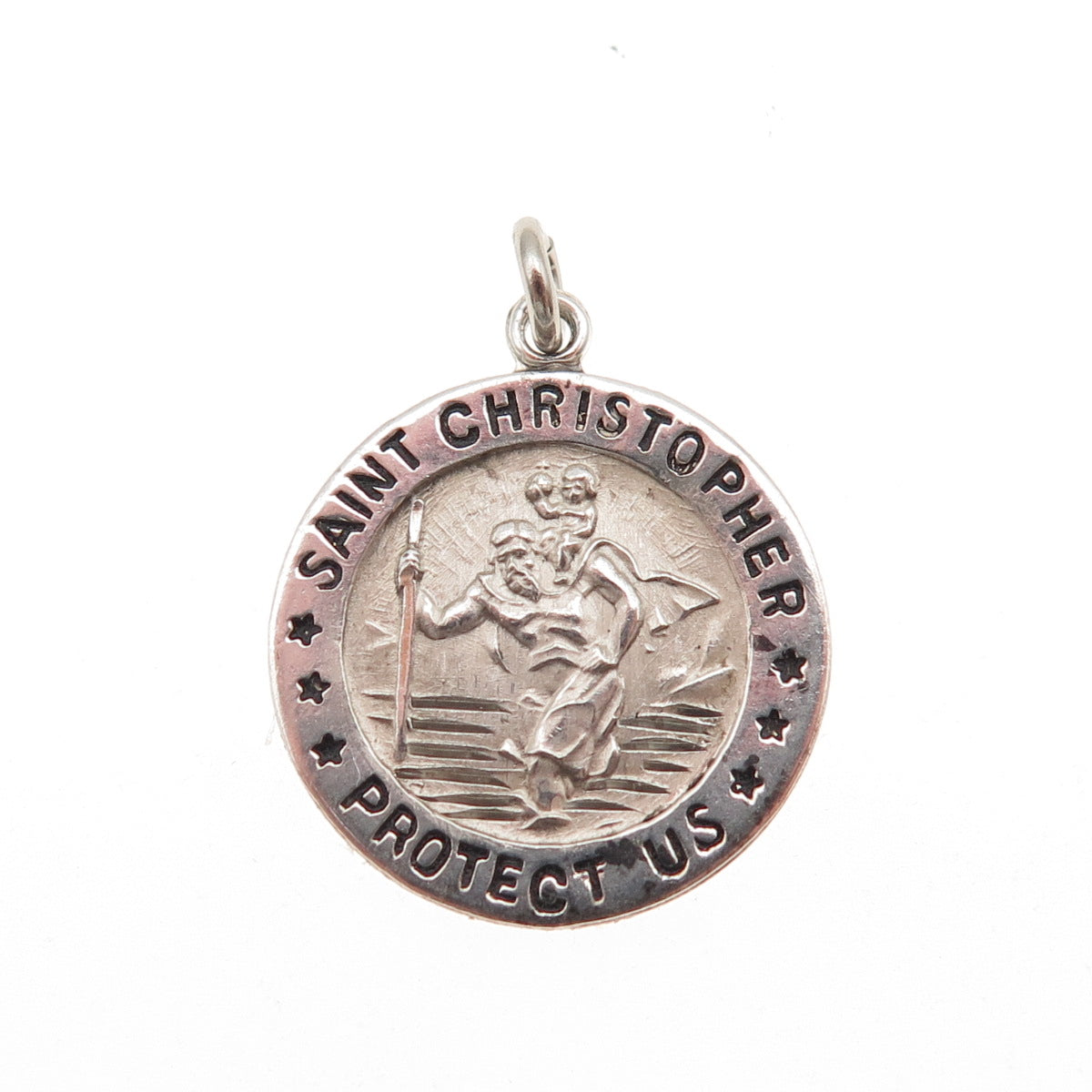 Chapel 925 Sterling Silver Vintage St. Christopher Religious Mini Charm Pendant