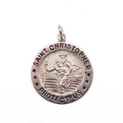 Chapel 925 Sterling Silver Vintage St. Christopher Religious Mini Charm Pendant
