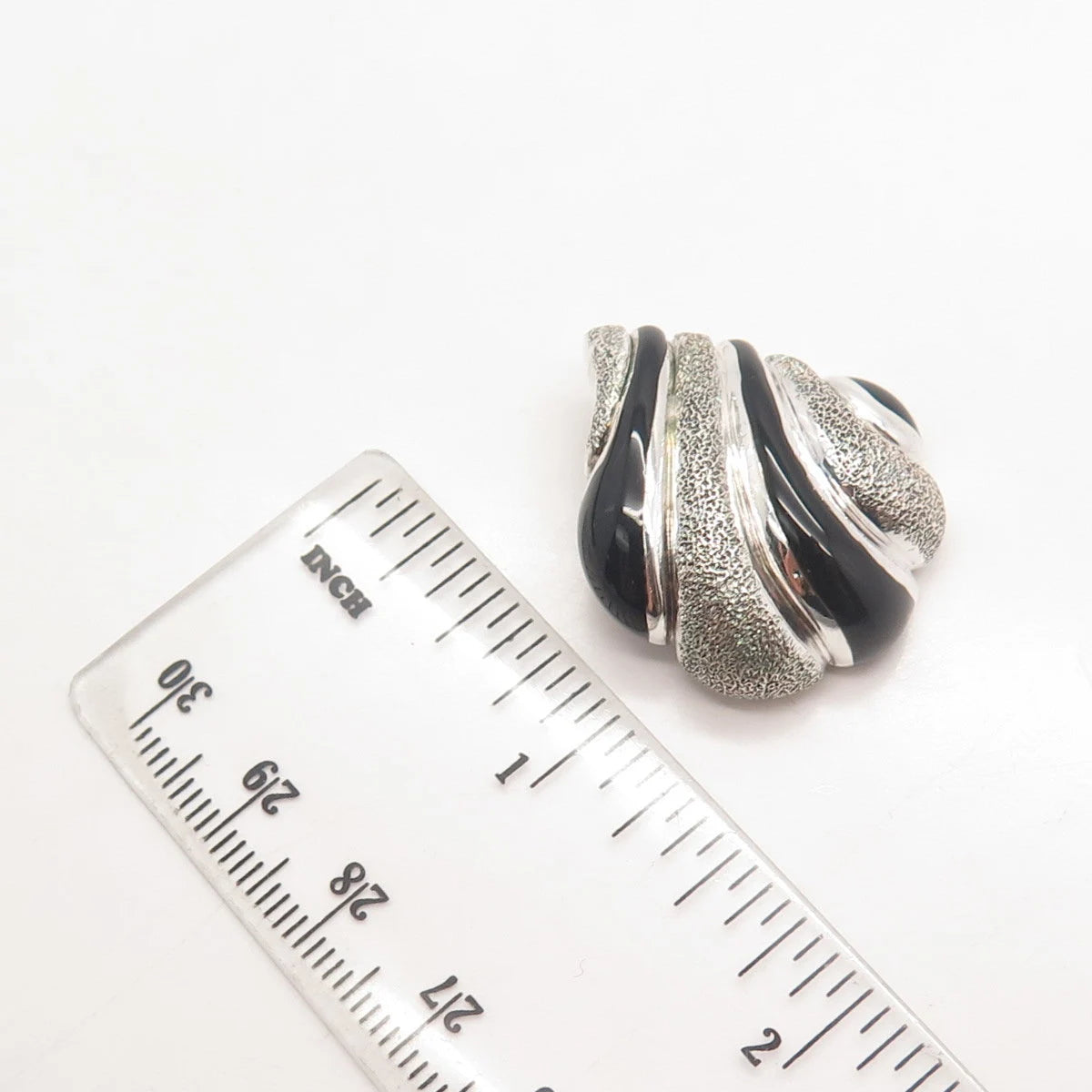 925 Sterling Silver Vintage Italy Milor Real Black Onyx Gemstone Slide Pendant