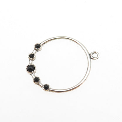 PANDORA 925 Sterling Silver Real Black Onyx Circle Charm Pendant