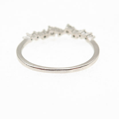 925 Sterling Silver Round-Cut C Z Half Eternity Stackable Ring Size 7.25