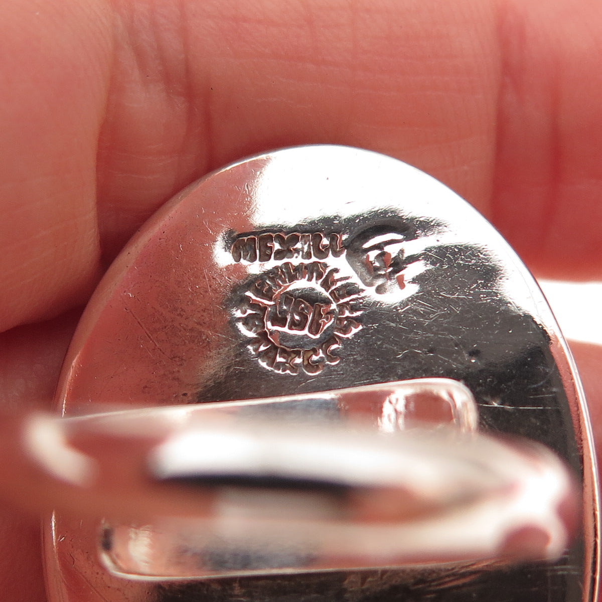 925 Sterling Silver Vintage Mexico Real Tiger Eye Modernist Ring Size 8.75