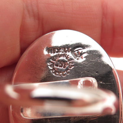 925 Sterling Silver Vintage Mexico Real Tiger Eye Modernist Ring Size 8.75
